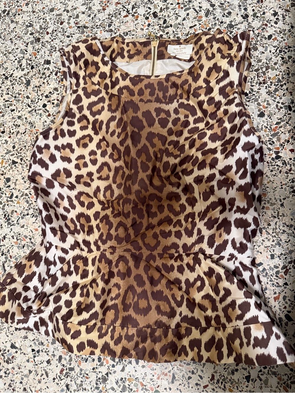 kate spade Leopard Print Sleeveless Peplum Top - Brown, Cream